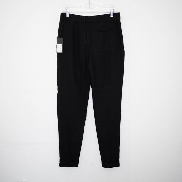 Ann Demeulemeester Pleated Trouser Black Fleecewool Cuffed Relaxed Fit SZ 8 NWT - Picture 5 of 10